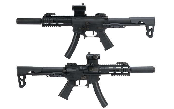King Arms MP5 Silenced SBR Airsoft AEG Rifle (Colour Options