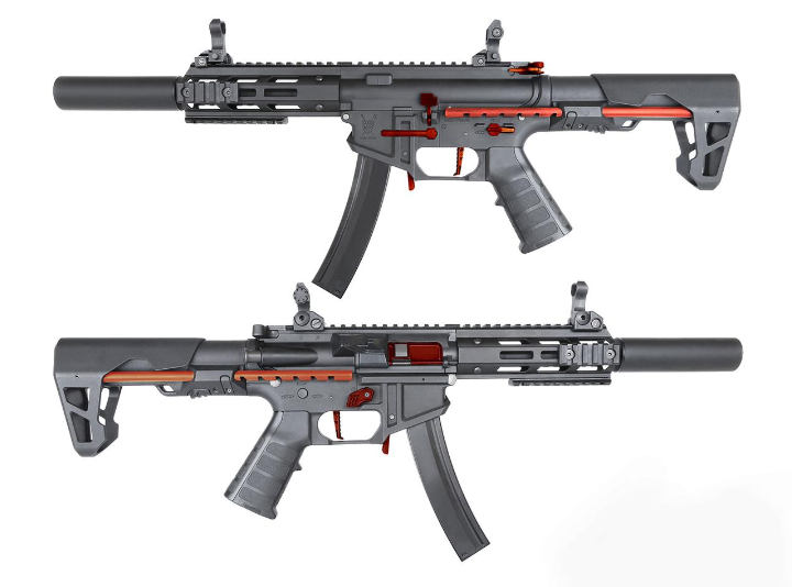 King Arms MP5 Silenced SBR Airsoft AEG Rifle (Colour Options